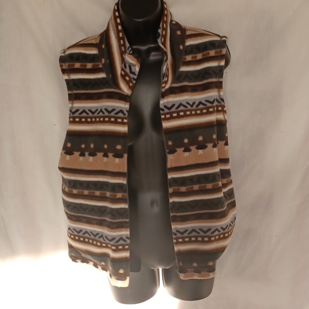 Reversible Vest, Ladies dancing, brown/tan/grey